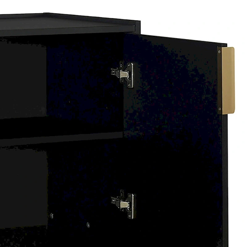 63-Inch Wood Sideboard Cabinet with Gold Handles and Tapered Legs