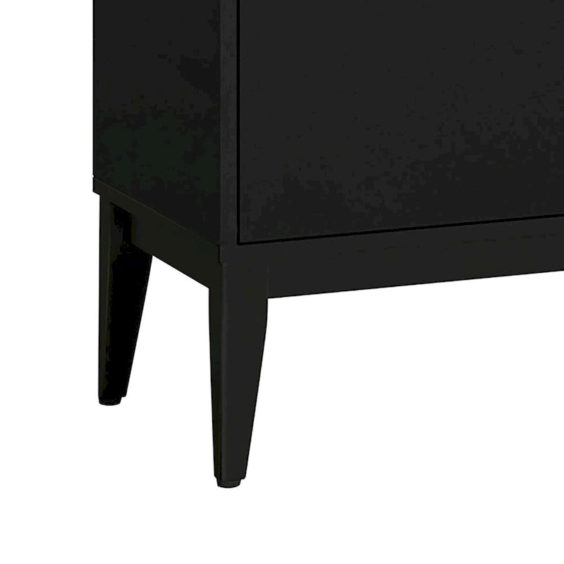 63-Inch Wood Sideboard Cabinet with Gold Handles and Tapered Legs