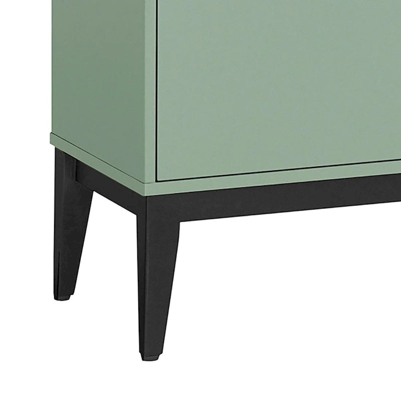 63-Inch Wood Sideboard Cabinet with Gold Handles and Tapered Legs