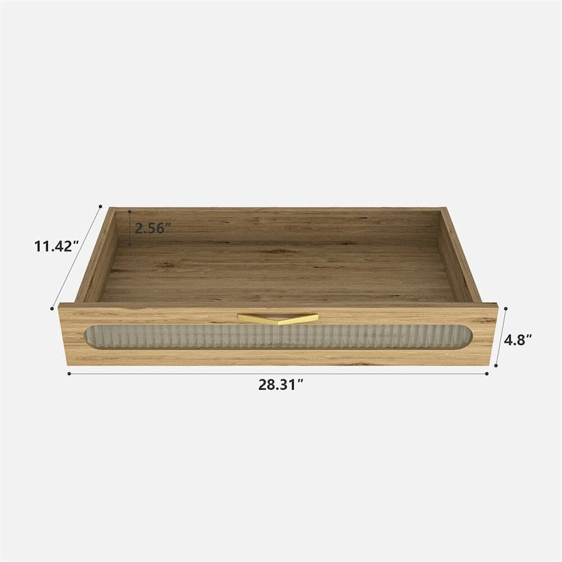 Holzschrank mit geflochtenen Türen, Schublade und verstellbarem Einlegeboden