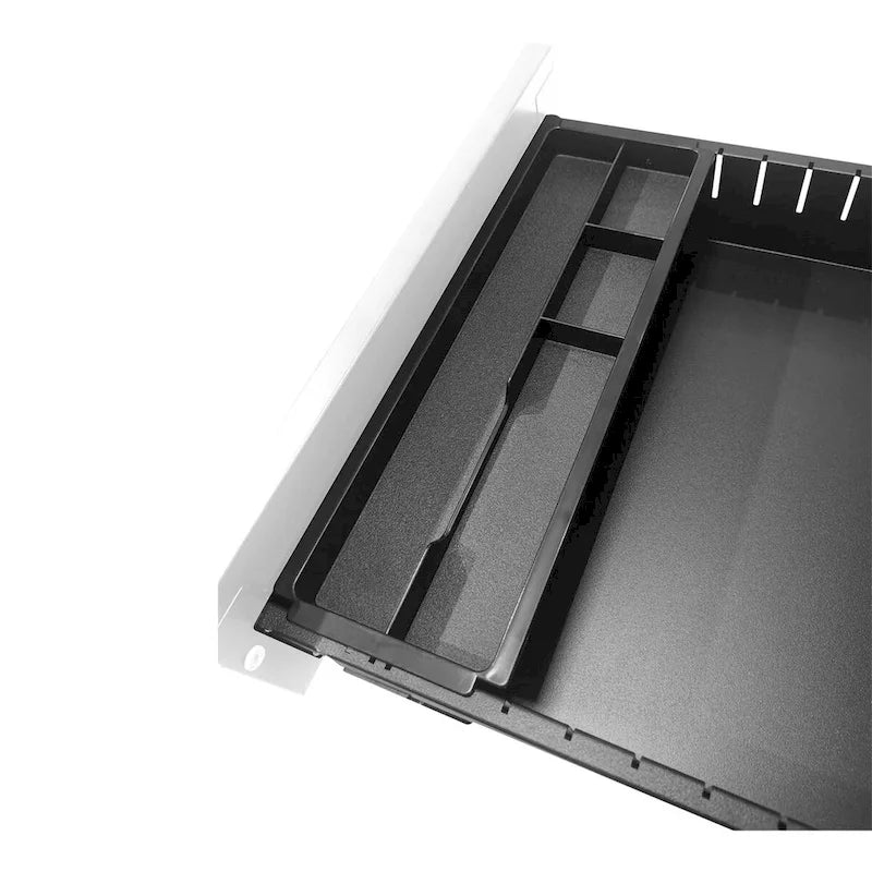 Steel 3-Drawer Locking Mobile File Cabinet with Wheels, Black/White