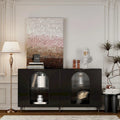 Fluted Glass Door Storage Cabinet with Arched Design and Metal Legs, Mint Green or Black