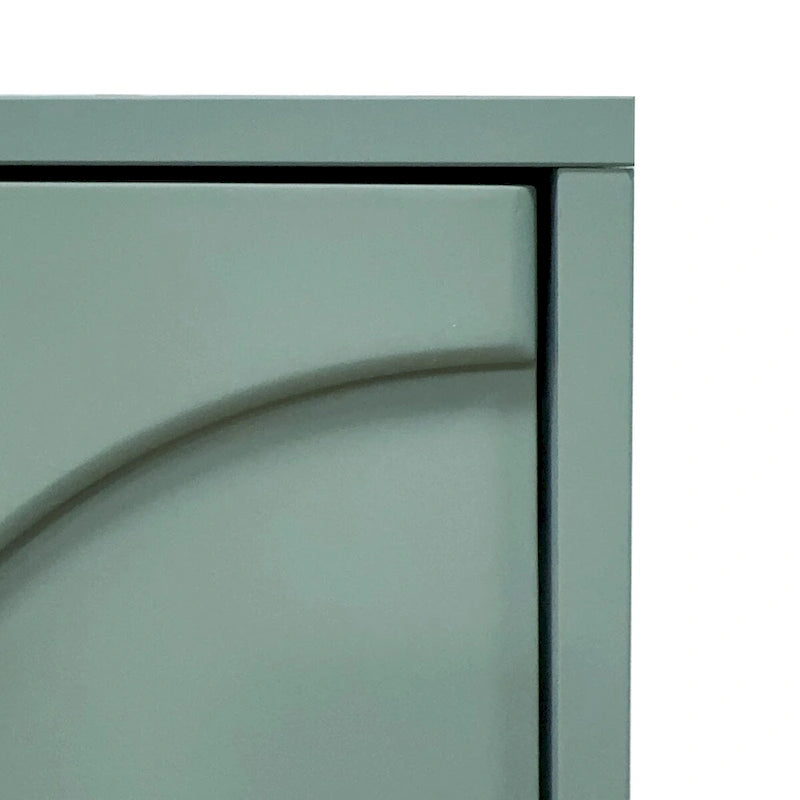 Fluted Glass Door Storage Cabinet with Arched Design and Metal Legs, Mint Green or Black
