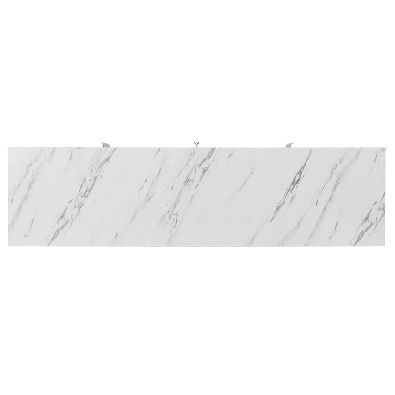 60-Inch Modern Sideboard Cabinet with 4 Doors, Gold Legs, Marble-Look Top, Adjustable Shelves, White & Black