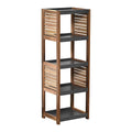 4-Tier Open Shelf Storage Unit with Vented Design, Brown and Gray