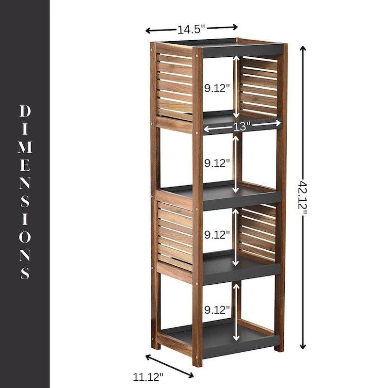 4-Tier Open Shelf Storage Unit with Vented Design, Brown and Gray