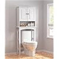 Over-the-Toilet Storage Cabinet with Double Door and Open Shelf in White Wood Finish