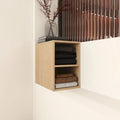 Wall Mounted Two-Tier Storage Shelf, Open Floating Shelves, Light Oak Finish, Bathroom Organizer