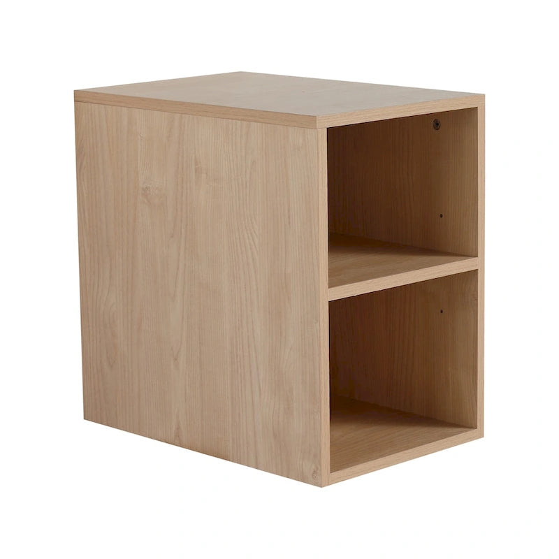 Wall Mounted Two-Tier Storage Shelf, Open Floating Shelves, Light Oak Finish, Bathroom Organizer