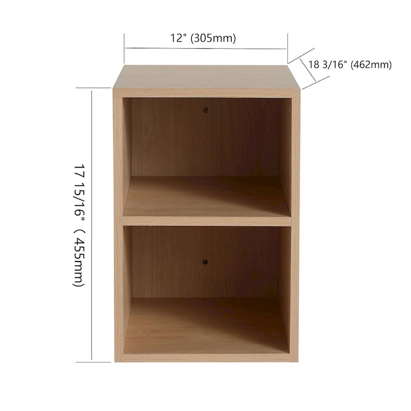 Wall Mounted Two-Tier Storage Shelf, Open Floating Shelves, Light Oak Finish, Bathroom Organizer