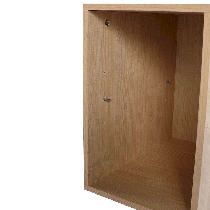 Wall Mounted Two-Tier Storage Shelf, Open Floating Shelves, Light Oak Finish, Bathroom Organizer